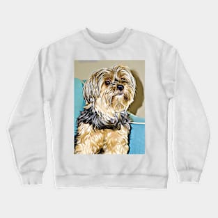 Cute Yorkshire Terrier Yorkie Puppy Digital Art Crewneck Sweatshirt